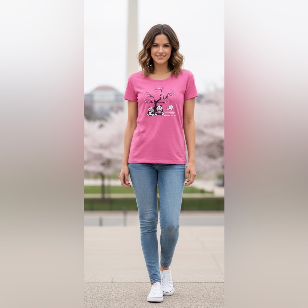 Panda Cherry Blossom Tree T-Shirt
